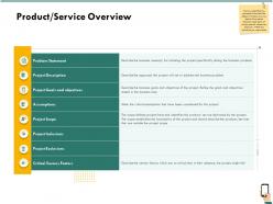 Product service overview objectives ppt powerpoint gallery gridlines