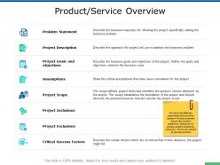 Product Service Overview Success Factors Ppt Powerpoint Presentation Slides