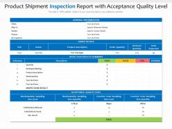 Product shipment inspection report with acceptance quality level