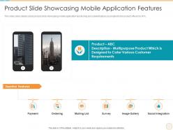 Product slide showcasing mobile application features product description slide