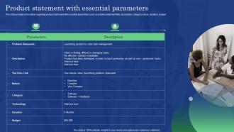 Product Statement With Essential Parameters Commodity Launch Management Playbook