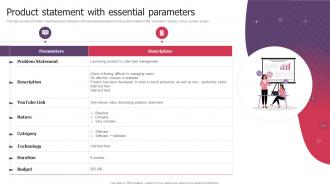 Product Statement With Essential Parameters Product Launch Kickoff