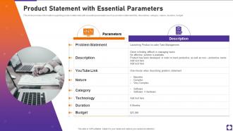 Product Statement With Essential Parameters Product Launch Playbook