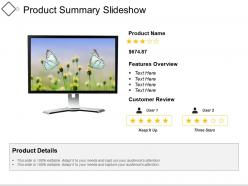 Product summary slideshow