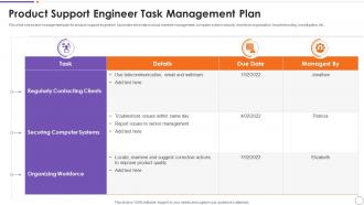 Product Support Engineer Task Management Plan
