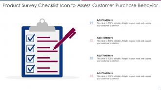 Product Survey Checklist Icon To Assess Customer Purchase Behavior