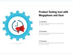 Product testing icon with megaphone and gear