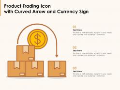 Product trading icon with curved arrow and currency sign