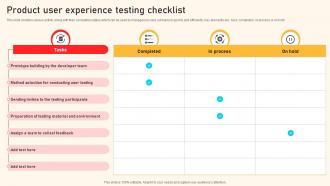Product User Experience Testing Checklist