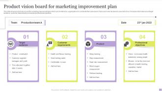Product Vision Board For Marketing Improvement Plan