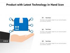 Product with latest technology in hand icon