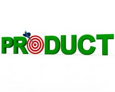 Product with target dart and arrow for business stock photo