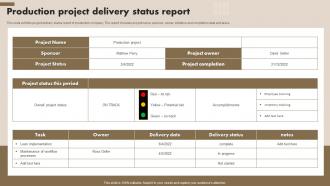 Production Project Delivery Status Report