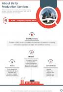 Production Services About Us One Pager Sample Example Document