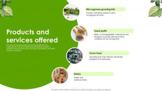 Products And Services Indoor Gardening Systems Developing Company Fundraising Pitch Deck