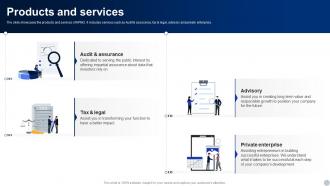 Products And Services KPMG Company Profile Ppt Diagrams CP SS
