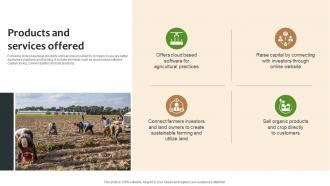 Products And Services Offered Investment Pitch Deck For Agriculture Development