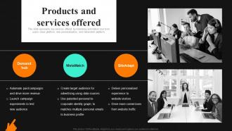 Products And Services Offered Metadata Investor Funding Elevator Pitch Deck