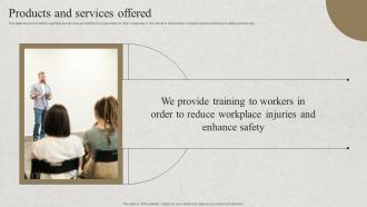 Products And Services Offered Musculoskeletal Injuries Prevention Training Company Fundraising Pitch Deck