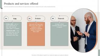 Products And Services Offered Online Will Writing Services Investor Funding Elevator Pitch Deck