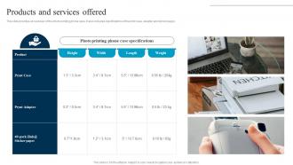 Products And Services Offered Picture Printing And Scanning Firm Capital Investment Pitch Deck