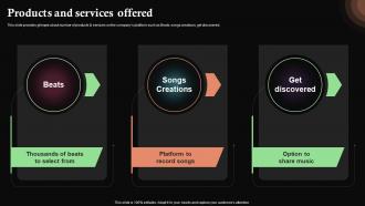Products And Services Offered Rapchat Investor Funding Elevator Pitch Deck