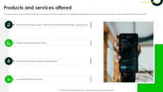 Products And Services Offered Robinhood Investor Funding Elevator Pitch Deck
