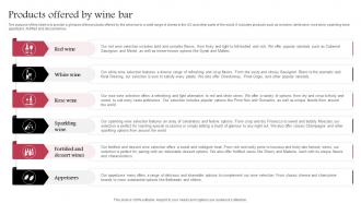Products Offered By Wine Bar Wine Cellar Business Plan BP SS