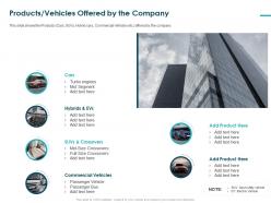 Products vehicles offered by the company commercial vehicles ppt tips