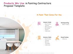 Products we use in painting contractors proposal template ppt powerpoint presentation file