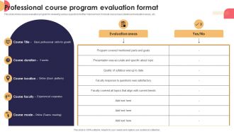 Professional Course Program Evaluation Format