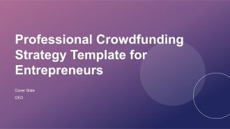 Professional Crowdfunding Strategy Template For Entrepreneurs PPT H