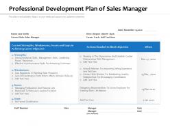 Professional Development Plan Of Sales Manager