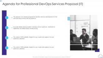 Professional devops services proposal it agenda for professional devops services proposal it