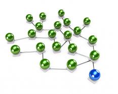 Professional network concept with green and blue balls stock photo