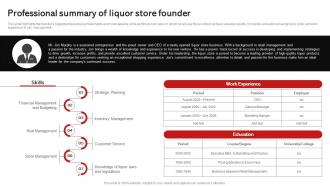 Professional Of Liquor Store Founder Wine And Spirits Store Business Plan BP SS