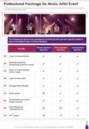 Professional Package For Music Artist Event One Pager Sample Example Document