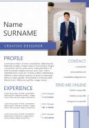 Professional resume template for creative designer cv a4 size