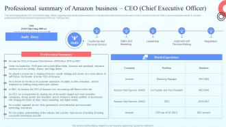 Professional Summary Of Amazon Business Ceo Chief Online Marketplace BP SS