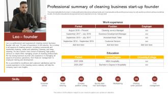 Professional Summary Of Cleaning Business Commercial Cleaning Business Plan BP SS