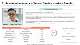 Professional Summary Of House Flipping Founder Property Flipping Business Plan BP SS