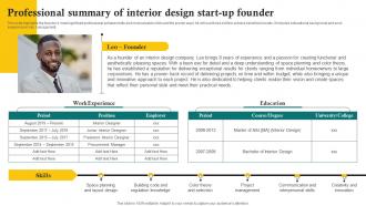 Professional Summary Of Interior Design Start Up Founder Sustainable Interior Design BP SS