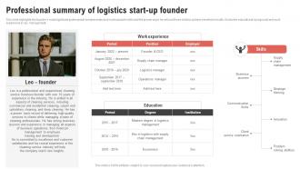 Professional Summary Of Logistics Start Logistics Center Business Plan BP SS