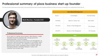 Professional Summary Of Pizza Business Start Up Pizza Pie Business Plan BP SS