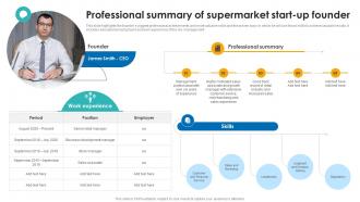 Professional Summary Of Supermarket Start Up Supercenter Business Plan BP SS