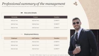 Professional Summary Of The Management Cafe Business Plan BP SS
