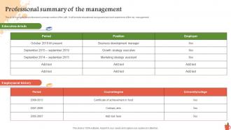 Professional Summary Of The Management Consumer Stationery Business BP SS