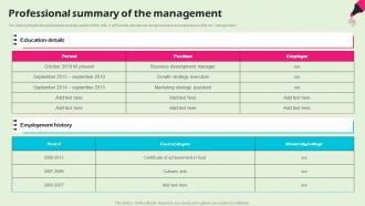 Professional Summary Of The Management Stationery Business BP SS