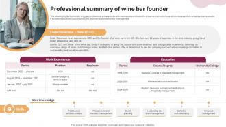 Professional Summary Of Wine And Cocktail Bar Business Plan BP SS