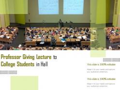 Professor Giving Lecture To College Students In Hall